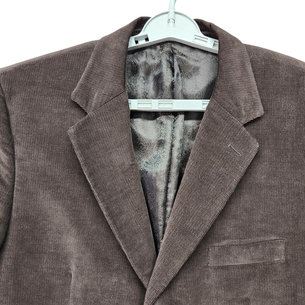 Tasso Elba Brown Corduroy Sport Coat Mens L 42-44 3 Button Blazer Suit Jacket - Picture 4 of 13
